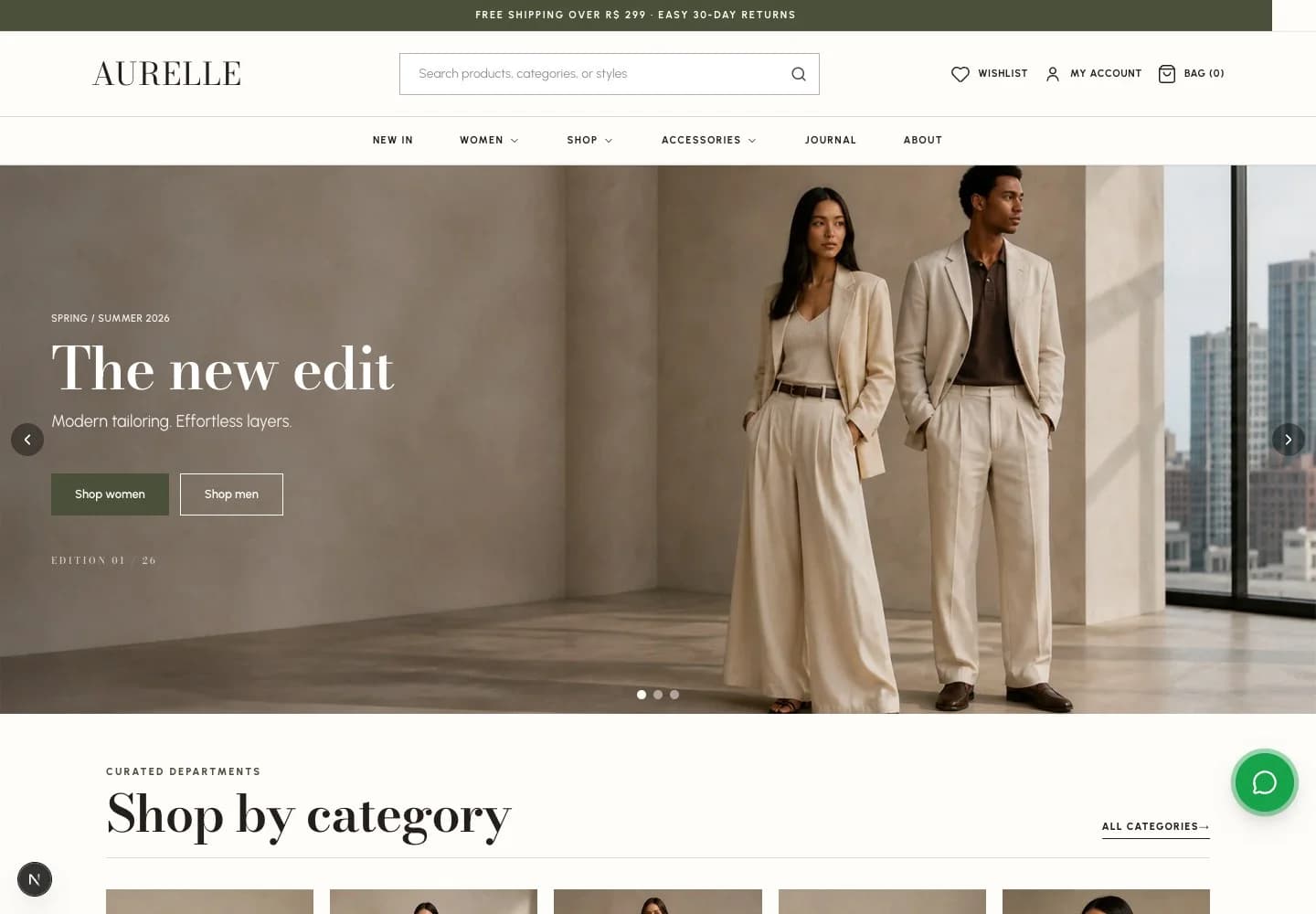 Aurelle demo store — Homepage screenshot