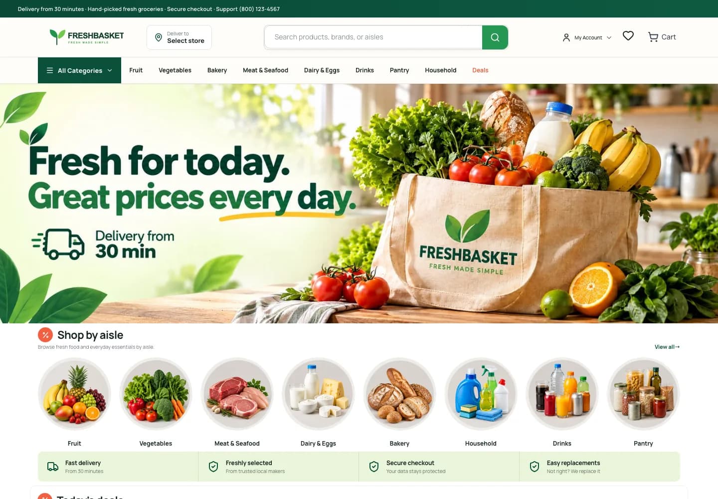 FreshBasket demo store — Homepage screenshot