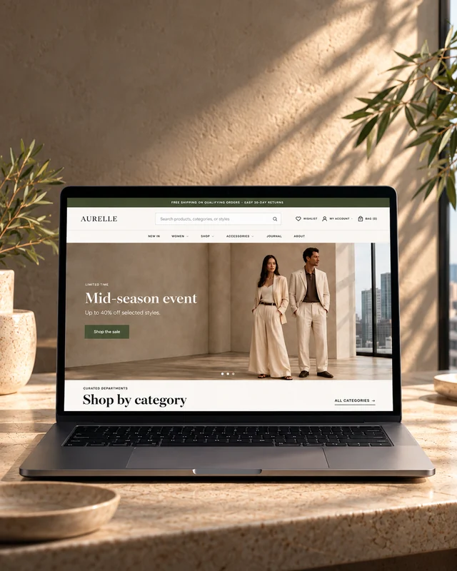 A storefront built on CartWhizz, shown on a laptop