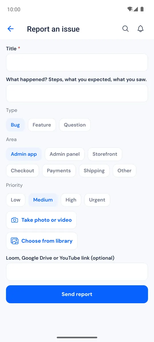 Report an issue form